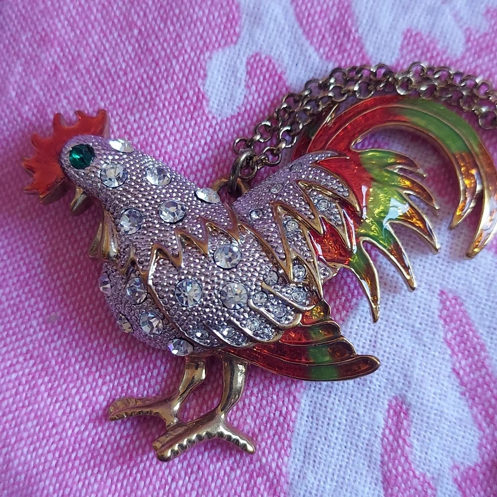 Betsey Johnson FARMHOUSE ROOSTER NECKLACE - Picture 2 of 12